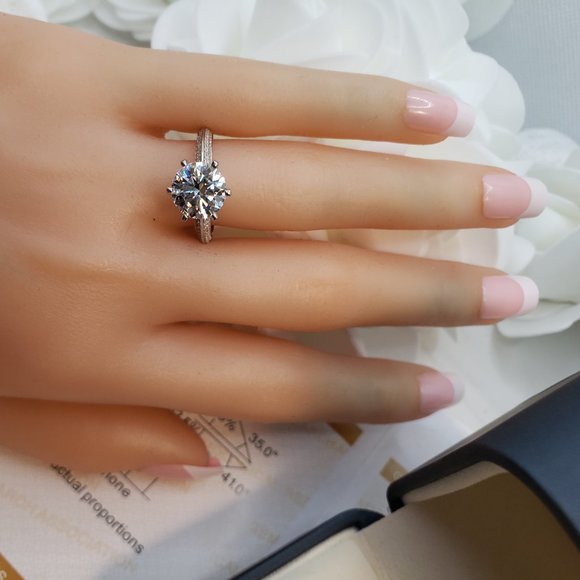 3 Carats Moissanite Engagement Ring in 925 Sterling Silver Band D-VVS1 - Picture 8 of 8